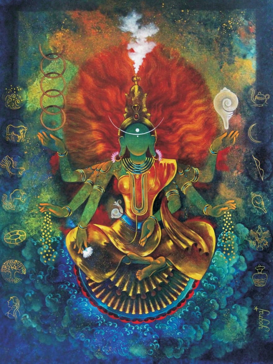 Sri Lakshmi and 14 Ratnas by Yograj Verma